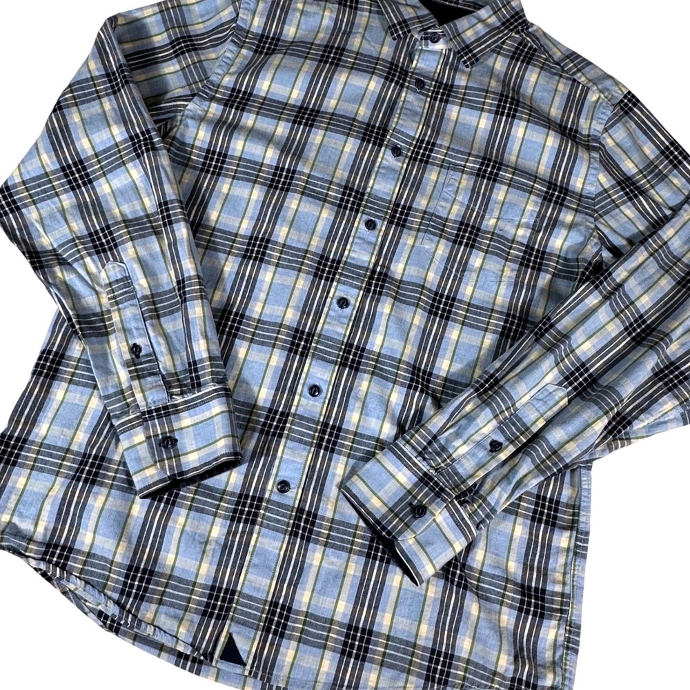 UNTUCKit Button Down Shirt Mens Large Blue Plaid Slim Fit Long Sleeve Cotton